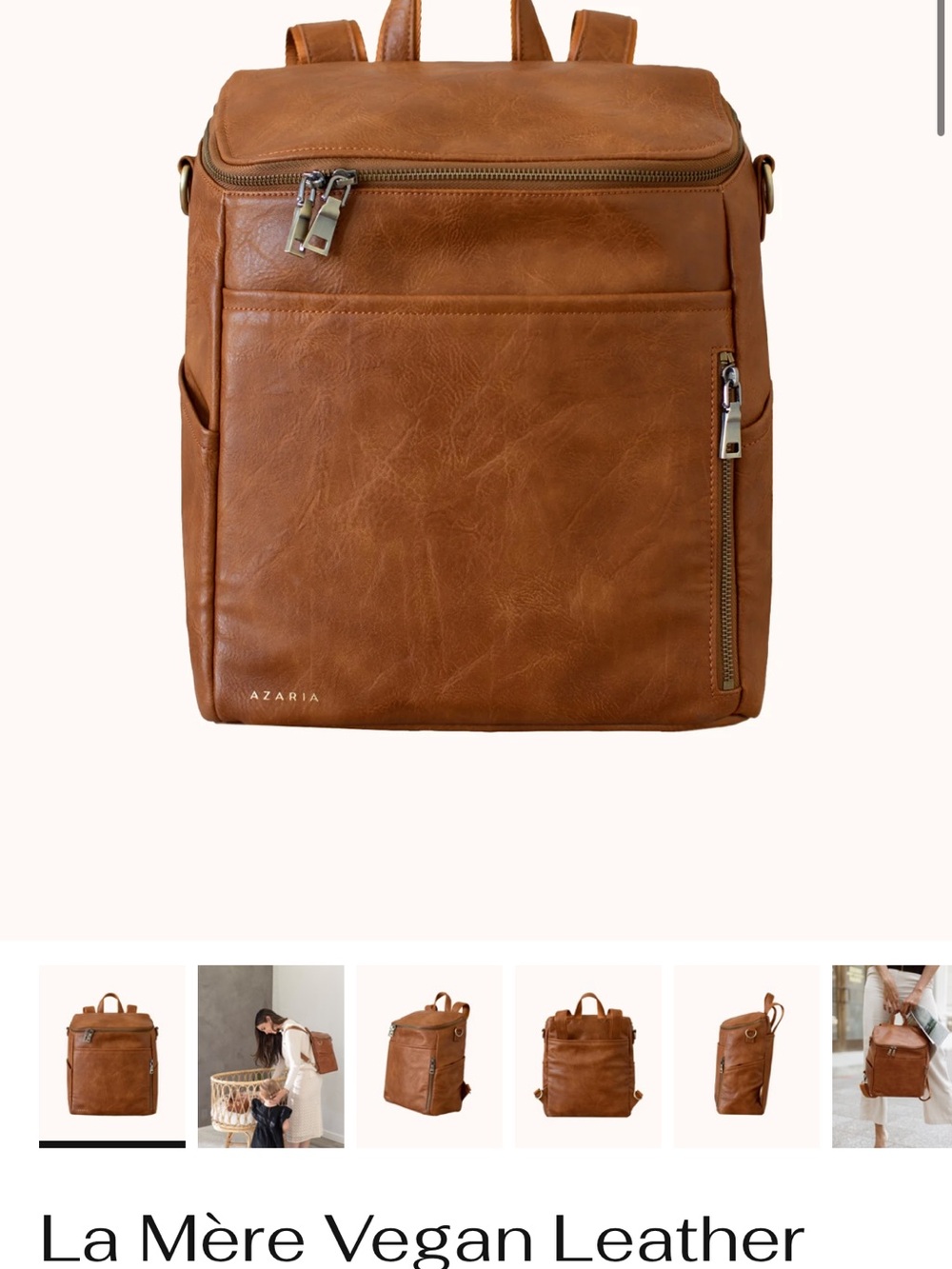 Aria La Mère Vegan Leather Backpack — Brown